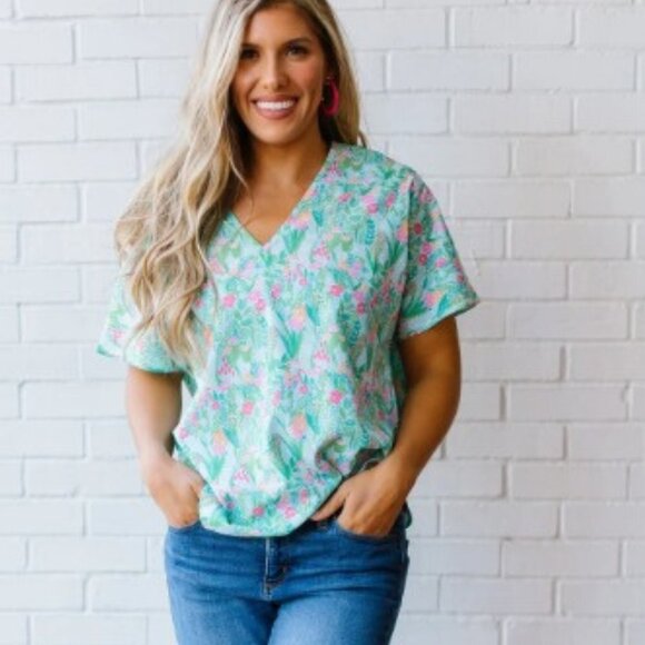 Michelle Mcdowell Women's  Lost In The Moment Teal Anderson Top - Picture 1 of 8